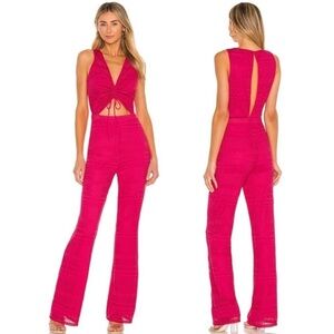 Revolve Lovers + Friends Sharon Knit Cutout Jumpsuit Passion Pink
